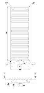 Grzejnik łazienkowy 45x164 cm PMH Danby D7.