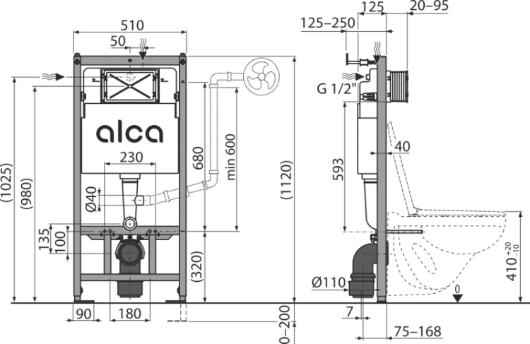 Stelaż podtynkowy AM101/1120