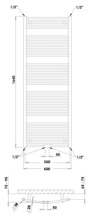 Grzejnik łazienkowy 60x164 cm PMH Danby D8.