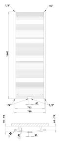 Grzejnik łazienkowy 75x164 cm PMH Danby D9.