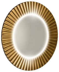 PRIDE okrągłe lustro z oświetleniem LED w ramie ø 90 cm, brąz