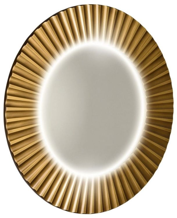 PRIDE okrągłe lustro z oświetleniem LED w ramie ø 90 cm, brąz