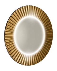 PRIDE okrągłe lustro z oświetleniem LED w ramie ø 75cm, brąz