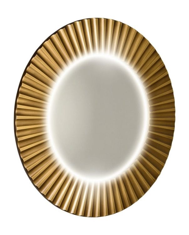PRIDE okrągłe lustro z oświetleniem LED w ramie ø 75cm, brąz