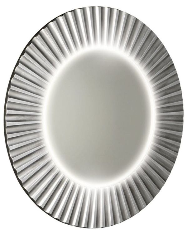 PRIDE okrągłe lustro z oświetleniem LED w ramie ø 75cm, srebro
