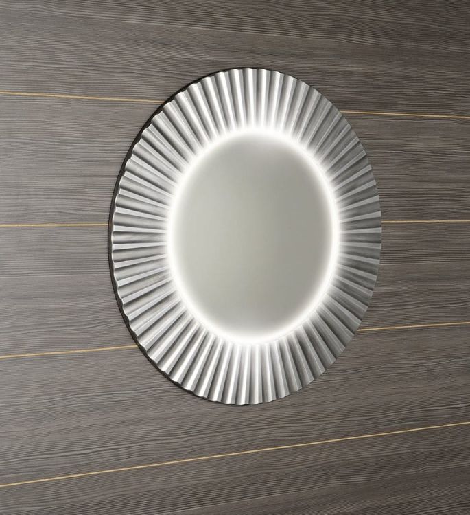 PRIDE okrągłe lustro z oświetleniem LED w ramie ø 75cm, srebro