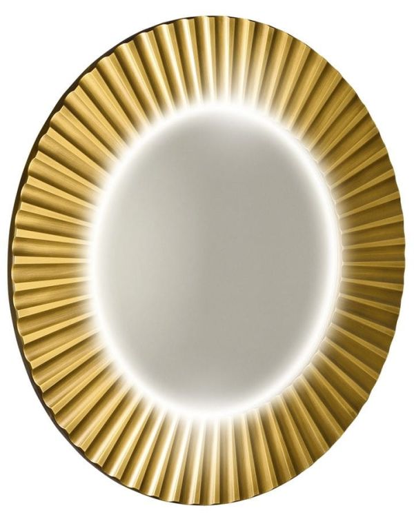 PRIDE okrągłe lustro z oświetleniem LED w ramie ø 90 cm, złoto