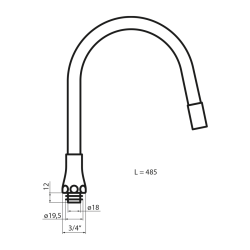 Wylewka uniwersalna, 470 mm, czarny mat