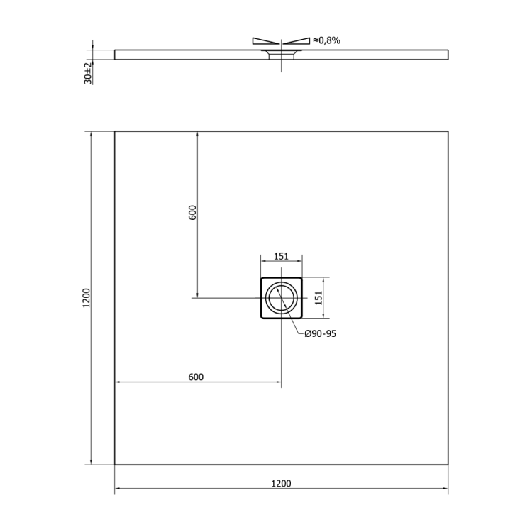FLEXIA brodzik kompozytowy z możliwością docinania 120x120cm
