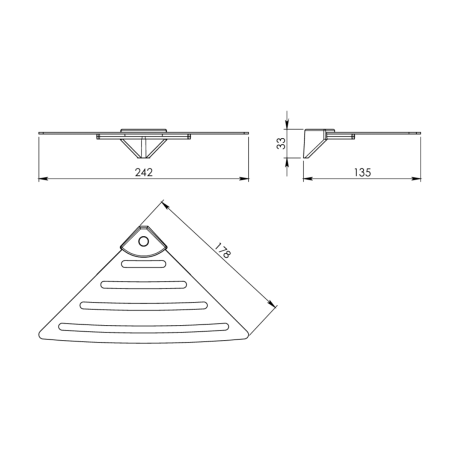 Przejdź do produktu Półka narożna do kabiny prysznicowej 178x178mm, ABS/stal nierdzewna polerowana