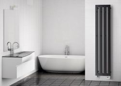 Grzejnik łazienkowy z haczykami 32,6x180 cm PMH Darius DAH6A antracyt czarny