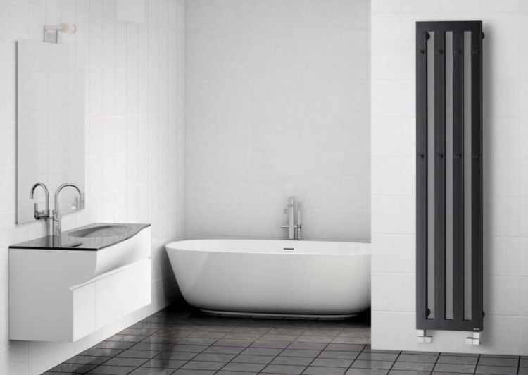 Grzejnik łazienkowy z haczykami 32,6x180 cm PMH Darius DAH6A antracyt czarny
