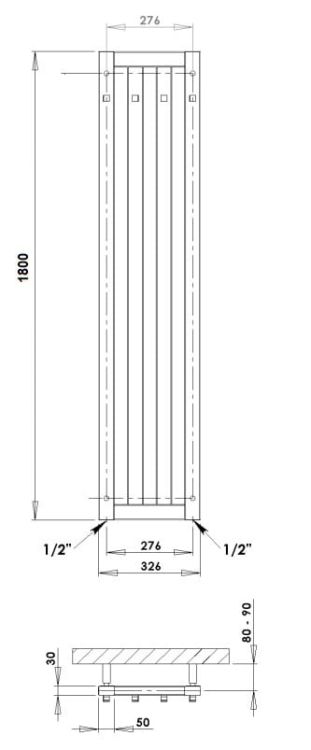 Grzejnik łazienkowy 32,6x180 cm PMH Darius DAH6.