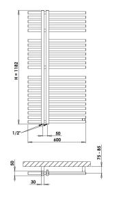 Grzejnik łazienkowy 60x118 cm PMH KR2.