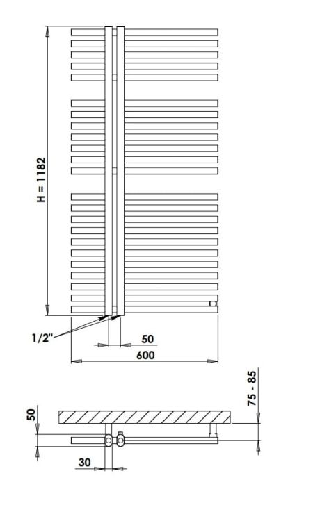 Grzejnik łazienkowy 60x118 cm PMH KR2.