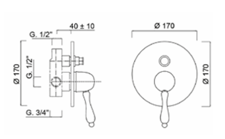 Przejdź do produktu Retro bateria prysznicowa podtynkowa z przełącznikiem Giulini Praga 9563CR chrom