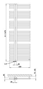 Grzejnik łazienkowy 60x167 cm PMH KR3.