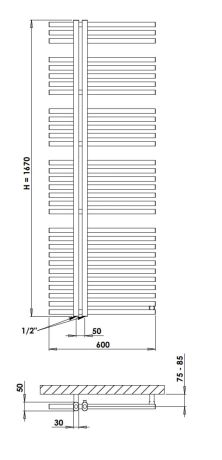 Przejdź do produktu Grzejnik łazienkowy 60x167 cm PMH Kronos KR3RE bordo