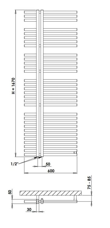 Grzejnik łazienkowy 60x167 cm PMH KR3.