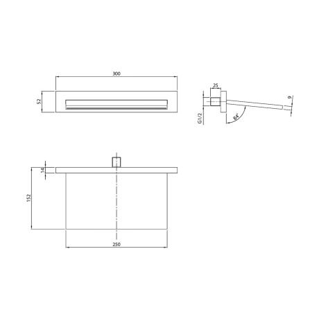 Przejdź do produktu Wylewka płaska 300x52mm, chrom