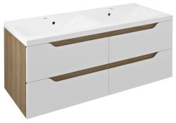 WAVE szafka umywalkowa 119,7x50x47,8cm, biała/dąb cuneo