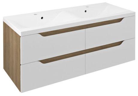 Przejdź do produktu WAVE szafka umywalkowa 119,7x50x47,8cm, biała/dąb cuneo
