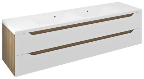 Przejdź do produktu WAVE szafka umywalkowa 179,7x50x47,8cm, biała/dąb cuneo