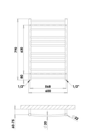 Przejdź do produktu Grzejnik łazienkowy biały 60x79 cm PMH Laveno LN2W