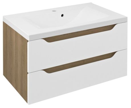 Przejdź do produktu WAVE szafka umywalkowa 79,7x45x47,8cm, biała/dąb cuneo