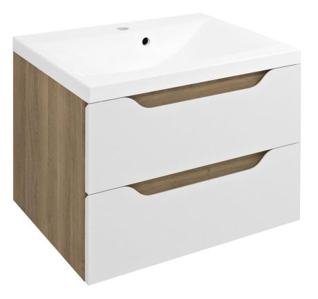 Przejdź do produktu WAVE szafka umywalkowa 60x65x47,8cm, biała/dąb cuneo