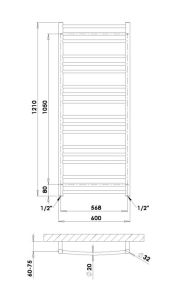 Grzejnik łazienkowy 60x121 cm PMH Laveno LN4