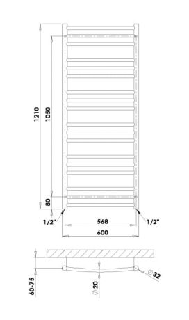 Przejdź do produktu Grzejnik łazienkowy biały 60x121 cm PMH Laveno LN4W