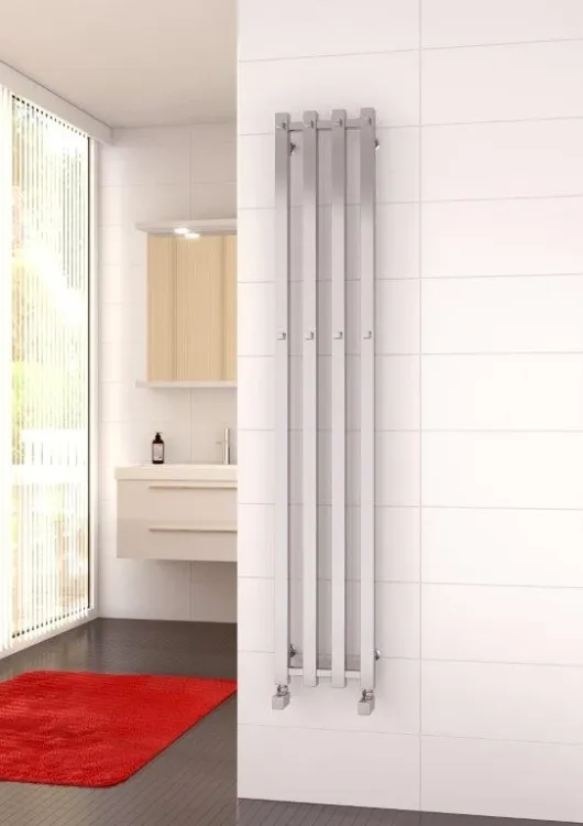 Grzejnik łazienkowy, pionowy 11x150 cm PMH Pluto P2MS/2 srebrny metalic