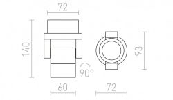 ORIT ścienna czarna /aluminium 230V LED 6W 80° IP44  3000K