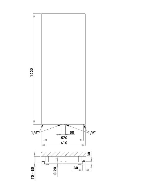 Grzejnik pionowy, dekoracyjny 61x122 cm PMH Pegasus PG5.
