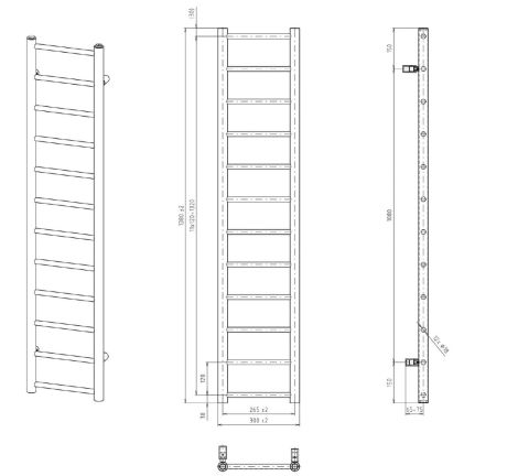 Przejdź do produktu DINA grzejnik łazienkowy 300x1380 mm, biały