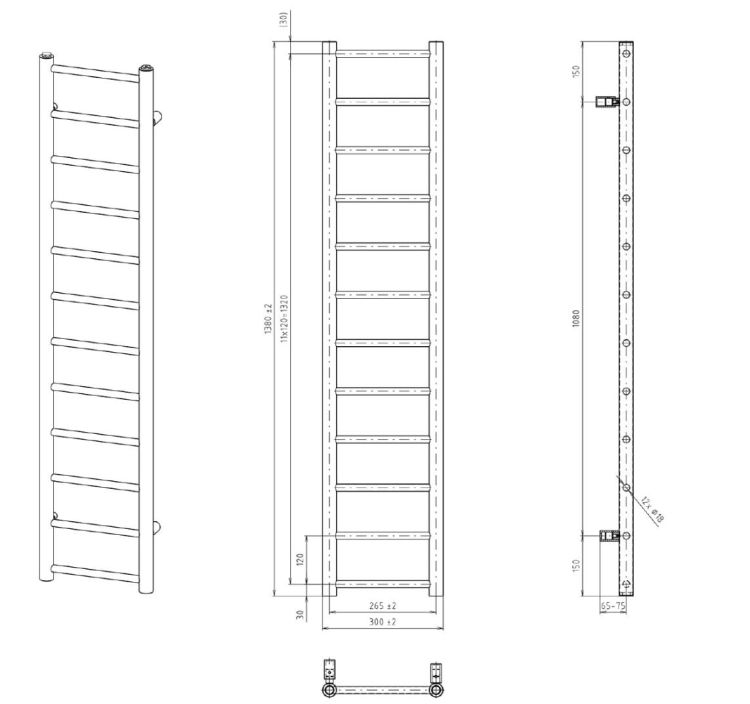 grzejnik łazienkowy Dina 30x138 cm rysunek techniczny.JPG