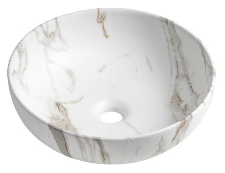 Przejdź do produktu RONDANE umywalka ceramiczna nablatowa średnica 41cm, bianco carrara