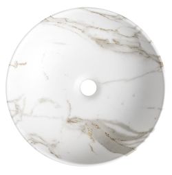 RONDANE umywalka ceramiczna nablatowa średnica 41cm, bianco carrara