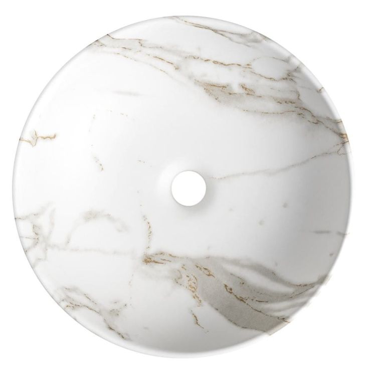 RONDANE umywalka ceramiczna nablatowa średnica 41cm, bianco carrara