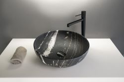 RONDANE umywalka ceramiczna nablatowa średnica 41cm, carnico marmor