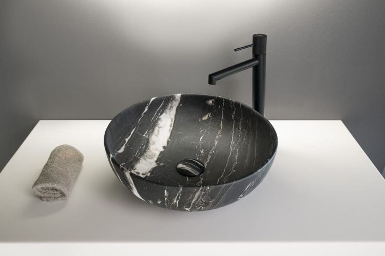 RONDANE umywalka ceramiczna nablatowa średnica 41cm, carnico marmor