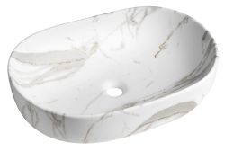 CALEO umywalka ceramiczna nabłatowa, 60x42cm, bianco carrara