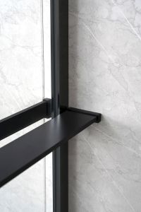 Półka do walk-in kabinę prysznicową, 142cm, czarny matt