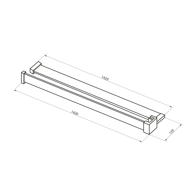 Półka do walk-in kabinę prysznicową, 142cm, czarny matt
