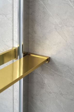 Przejdź do produktu Półka z funkcją skracania do kabiny prysznicowej Walk-in 60-140cm, złoto mat