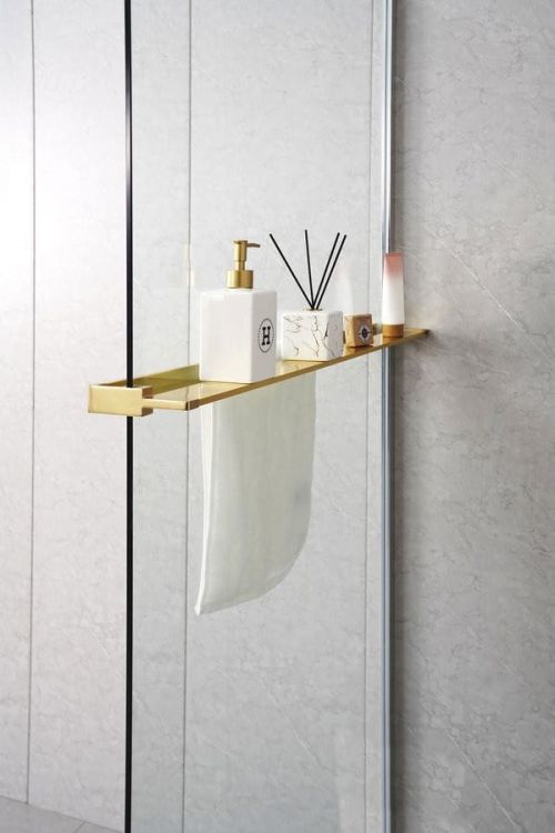 Półka do walk-in kabinę prysznicową, 142cm, złoto mat