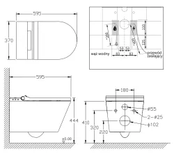 Elektroniczna toaleta myjąca 37x60 cm, myje, suszy, podgrzewa deskę WC Major&Maker CLASSIC biały połysk