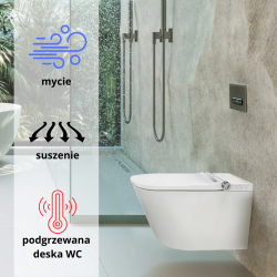 Elektroniczna toaleta myjąca 37x60 cm, myje, suszy, podgrzewa deskę WC Major&Maker CLASSIC biały połysk