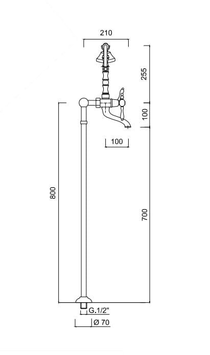 Bateria wannowa wolnostojąca Retro z kryształami Swarovskiego Giulini Praga Crystal 7500/N/S chrom